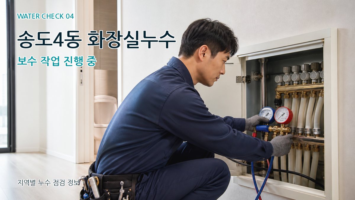 송도4동 화장실누수 보수 작업 진행 중