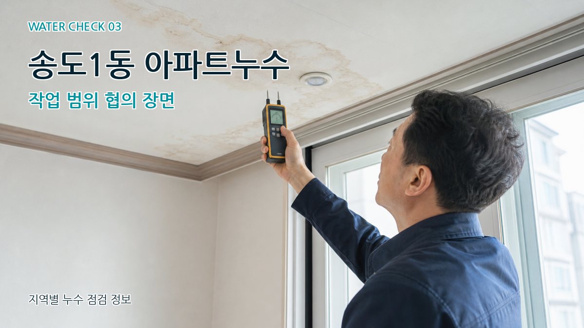 송도1동 아파트누수 작업 범위 협의 장면